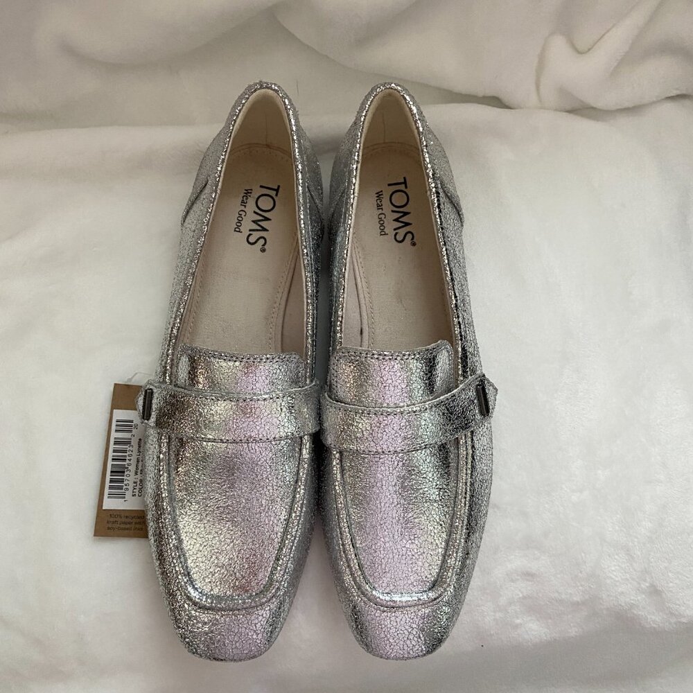 TOMS Silver Loafers